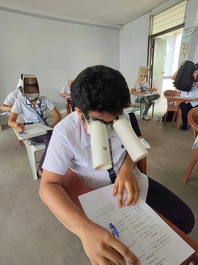 With blinders, the students were able to concentrate well on the exams.