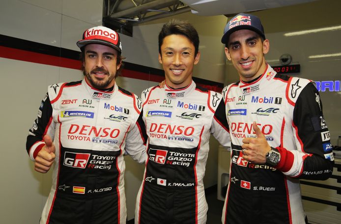 Fernando Alonso, Kazuki Nakajima en Sebastien Buemi.