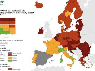 Na Brussel en Wallonië kleurt nu ook Vlaanderen donkerrood op Europese coronakaart