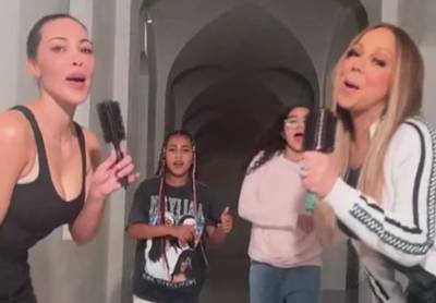KIJK. Mariah Carey en Kim Kardashian nemen samen met hun dochters een TikTok-video op