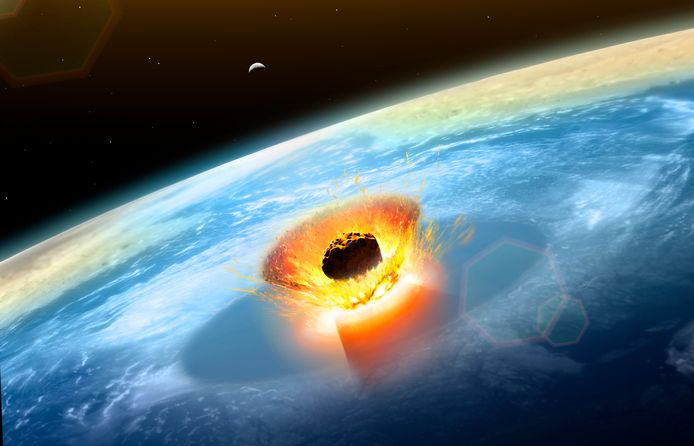 Door de inslag van een asteroïde zo'n 66 miljoen jaar geleden ontstond de Chicxulubkrater en werden de dinosauriërs uitgeroeid.