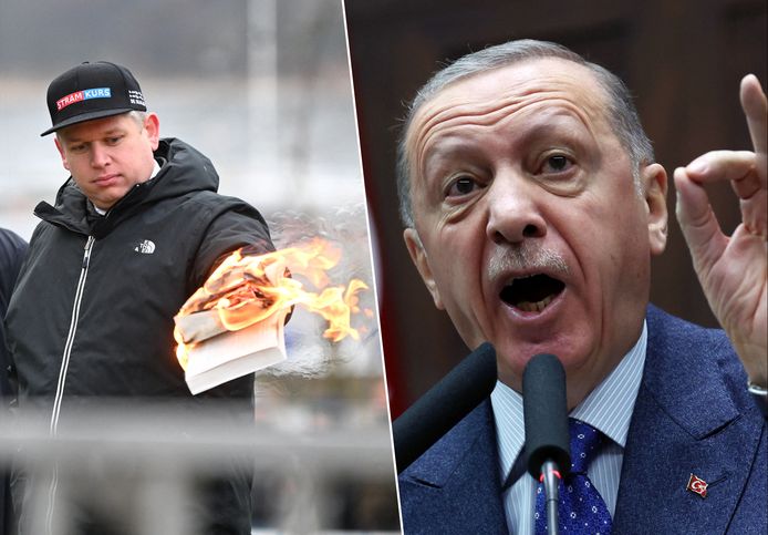 De Turkse president Recep Tayyip Erdogan reageerde fors op de koranverbranding in Zweden.