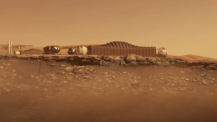 De Mars Dune Alpha zou op basis van simulatiebeelden van augustus 2021 er ongeveer zo moeten uitzien.