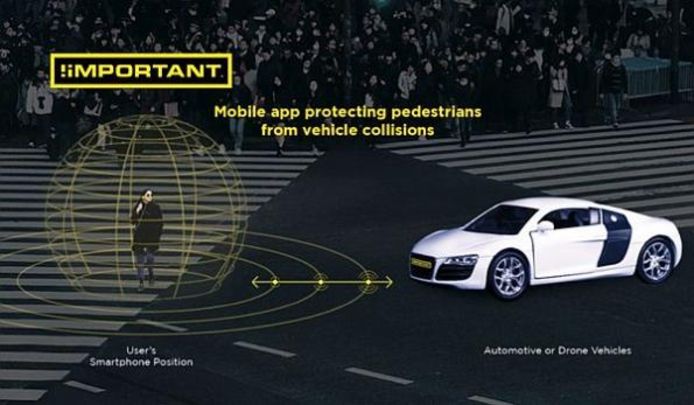 Een digitale app zorgt voor een beschermingszone rond voetgangers, motorrijders en fietsers.