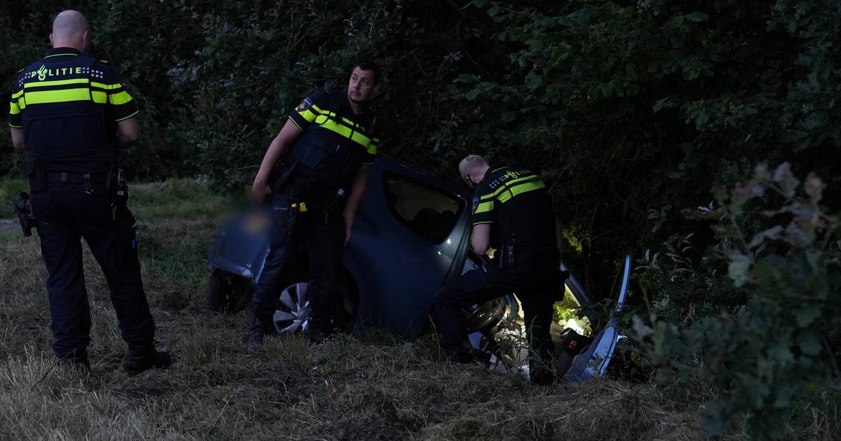 Met de neus in de greppel: auto raakt van de weg op N385 in Wildervank