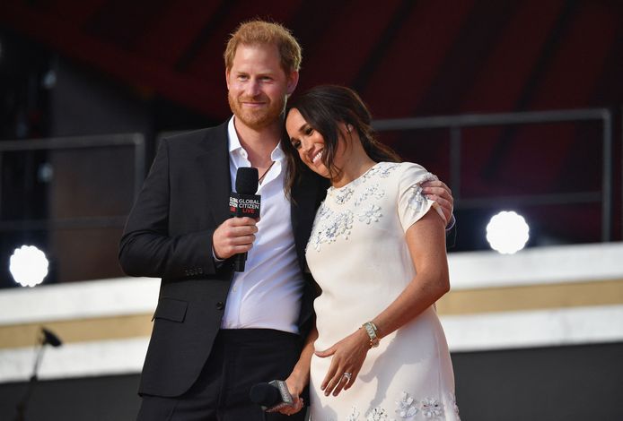 Harry en Meghan tijdens het Global Citizen-concert in Central Park, New York.