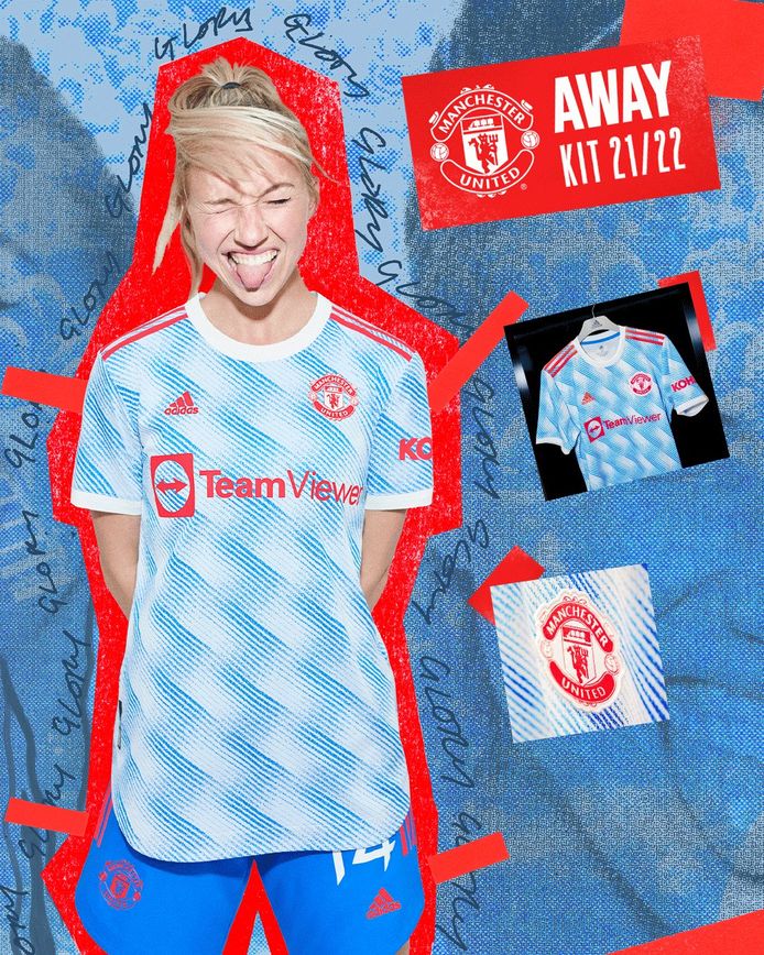 Jackie Groenen in het nieuwe uitshirt van Manchester United.