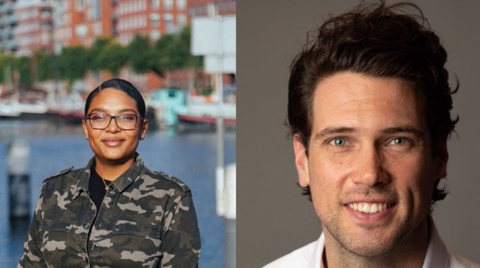 Ondernemers Renate Matroos (l) en Maxim Westerouen van Meeteren hebben een eigen bedrijf en een vaste baan.
