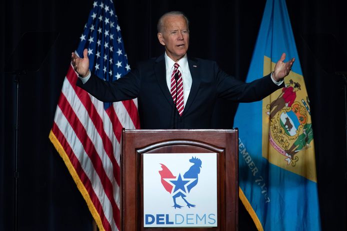 Joe Biden gaf gisteren een speech tijdens een Democratische bijeenkomst in zijn thuisstaat Delaware.