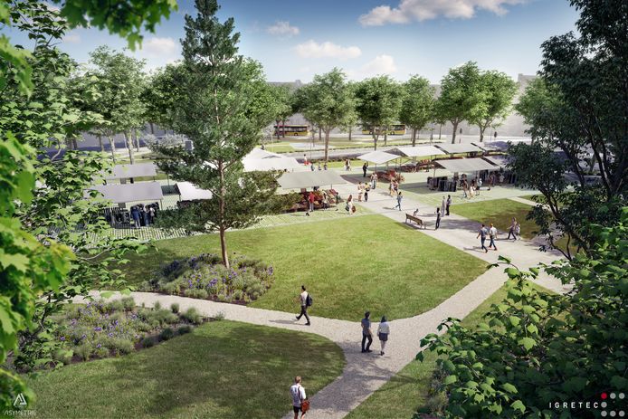 La nouvelle place Albert 1er à Montignies-sur-Sambre (Charleroi) telle qu'elle devrait être