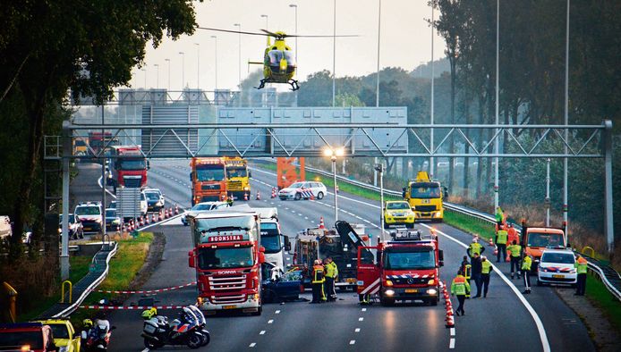 Ongeluk op de A12 bij de afrit Gouda. Foto ter illustratie.