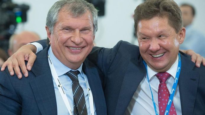 Igor Sechin (links) en Aleksej Miller.