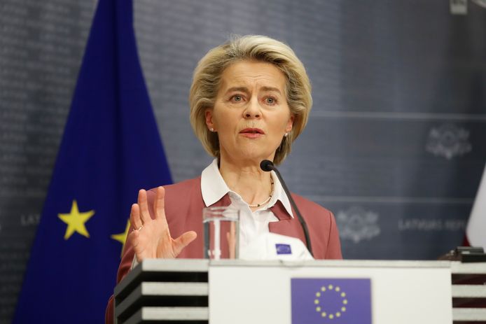 Ursula von der Leyen, de voorzitster van de Europese Commissie.