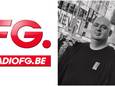 Links: het logo van Radio FG, rechts: Dave Verdonck, de baas van FG