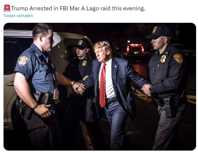 NEPBEELD van hoe arrestatie Trump er zou kunnen uitzien