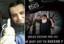 Chaib met een granaat en op een propagandafoto met een bejaarde IS'er die hij verspreidde in juni 2014