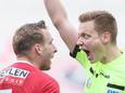 Antwerp's Ritchie De Laet receives a yellow card from referee Lothar D'Hondt during a soccer match between Royal Antwerp FC and Club Brugge KV, Sunday 05 February 2023 in Antwerp, on day 24 of the 2022-2023 'Jupiler Pro League' first division of the Belgian championship. BELGA PHOTO BRUNO FAHY