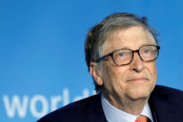 Archiefbeeld. Bill Gates tijdens een paneldiscussie van het Internationaal Monetair Fonds en de Wereldbank in Washington DC. (21/04/2018)