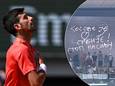 Novak Djokovic viert zijn overwinning in Parijs. Inzet: de boodschap die hij na afloop achterliet.