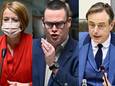 Catherine Fonck (Les Engagés), Raoul Hedebouw (PTB) et Bart De Wever (N-VA)