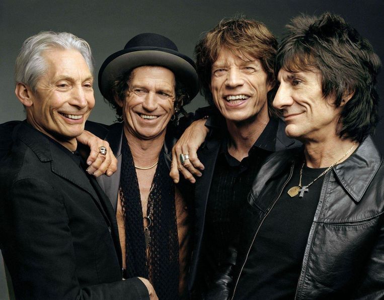 The Rolling Stones, van links naar rechts: Charlie Watts, Keith Richards, Mick Jaggers en Ron Wood. Beeld PETER TAHL