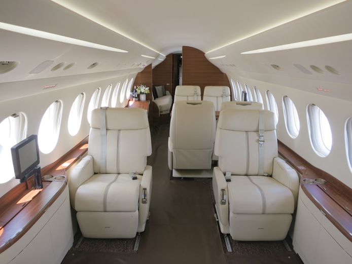 Het interieur van de Falcon 7X