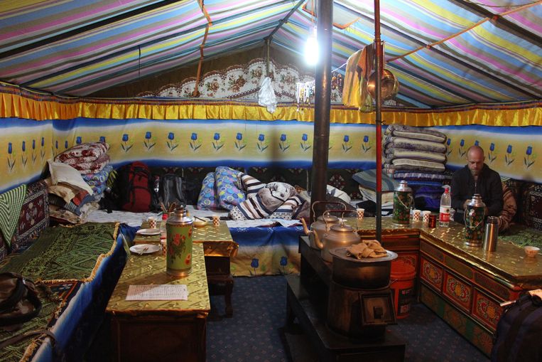Slaapplaats op Mount Everest North Base Camp. Beeld RV