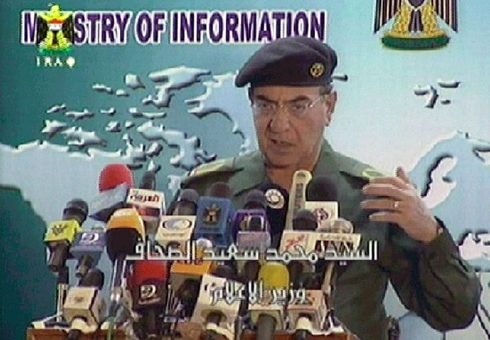 Mohammed Saeed al-Sahhaf tijdens een persconferentie in maart 2003.