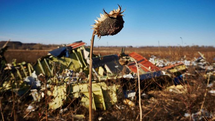 Wrakstukken van de neergestorte vlucht MH17