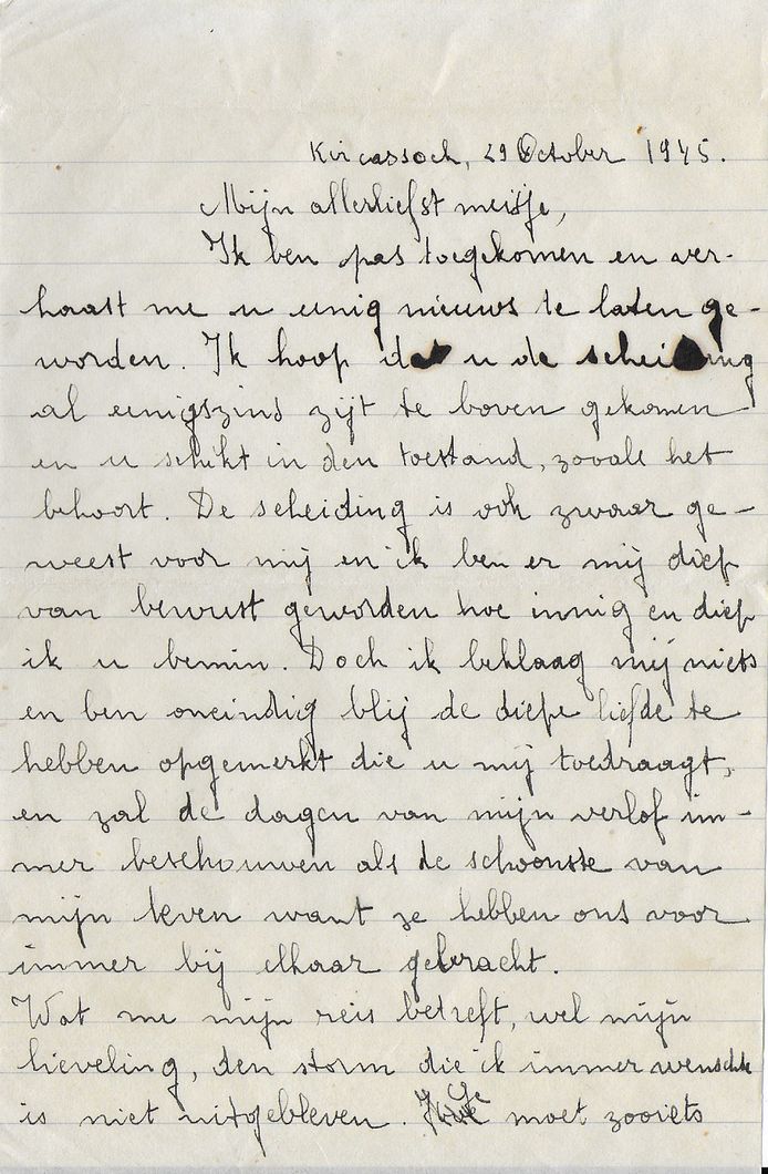 Liefdesbrief uit 1945.
