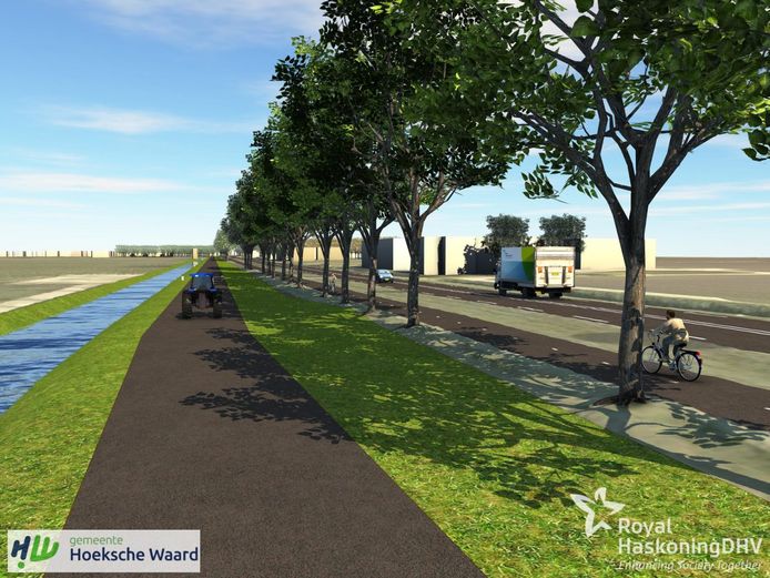 Een andere variant is een parallelweg met het fietspad naast de N217.
