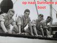 Koos, midden, op weg naar Suriname.
