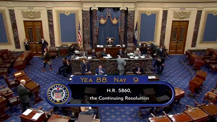 De Amerikaanse Senaat zette het licht op groen gezet voor de noodbegroting met 88 stemmen voor en 9 tegen.