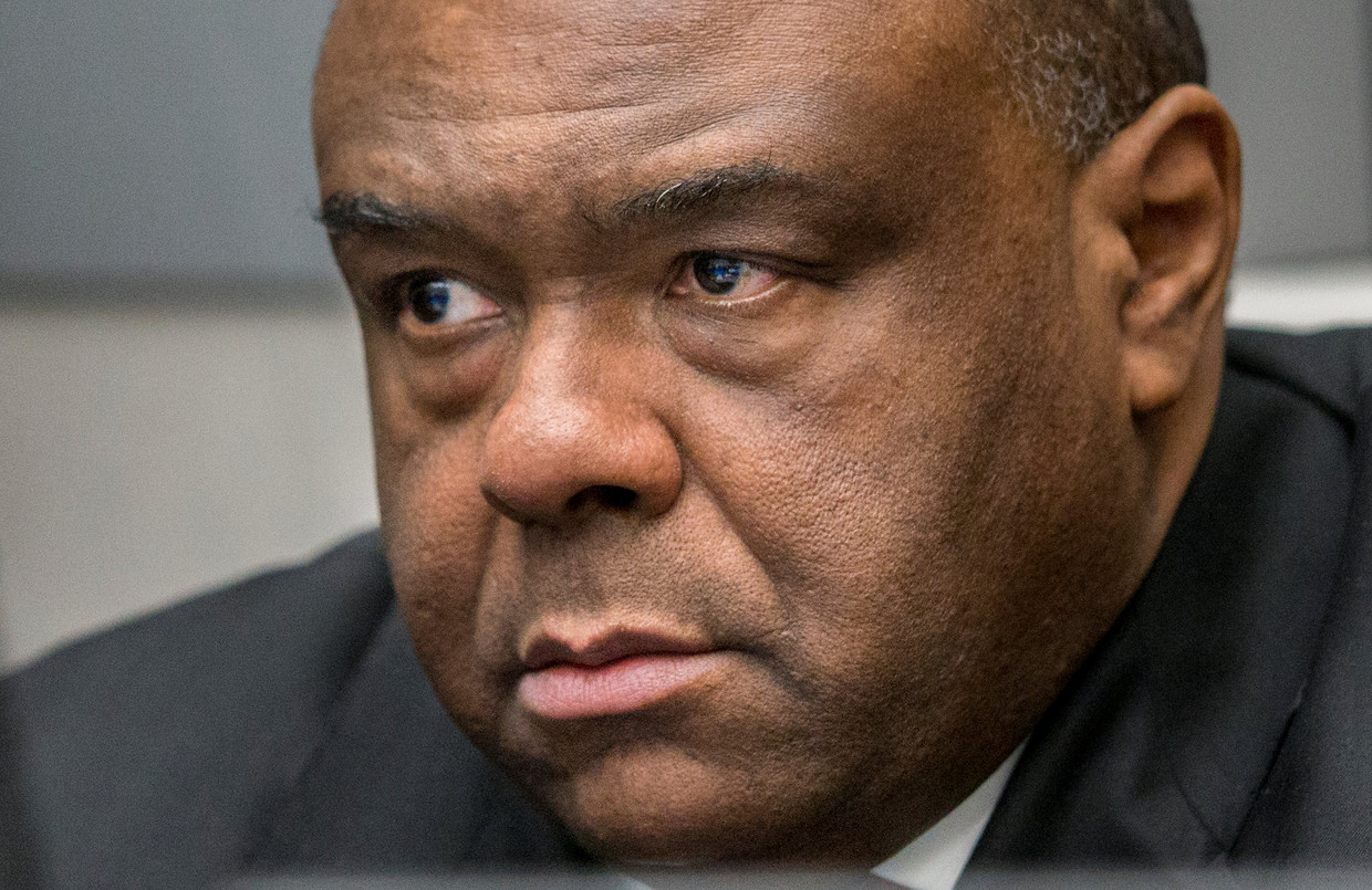 Jean-Pierre Bemba tijdens een zitting van het Internationaal Strafhof. Beeld Reuters