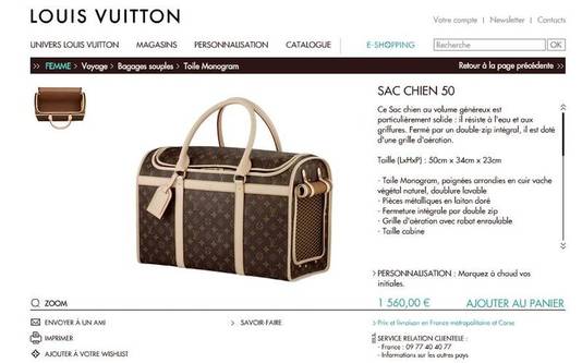 Les sacs pour chien Louis Vuitton