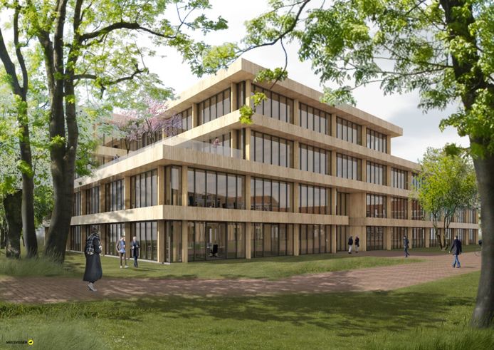 Artistieke impressie van ‘Gebouw 4’ op het WFC in Ede.