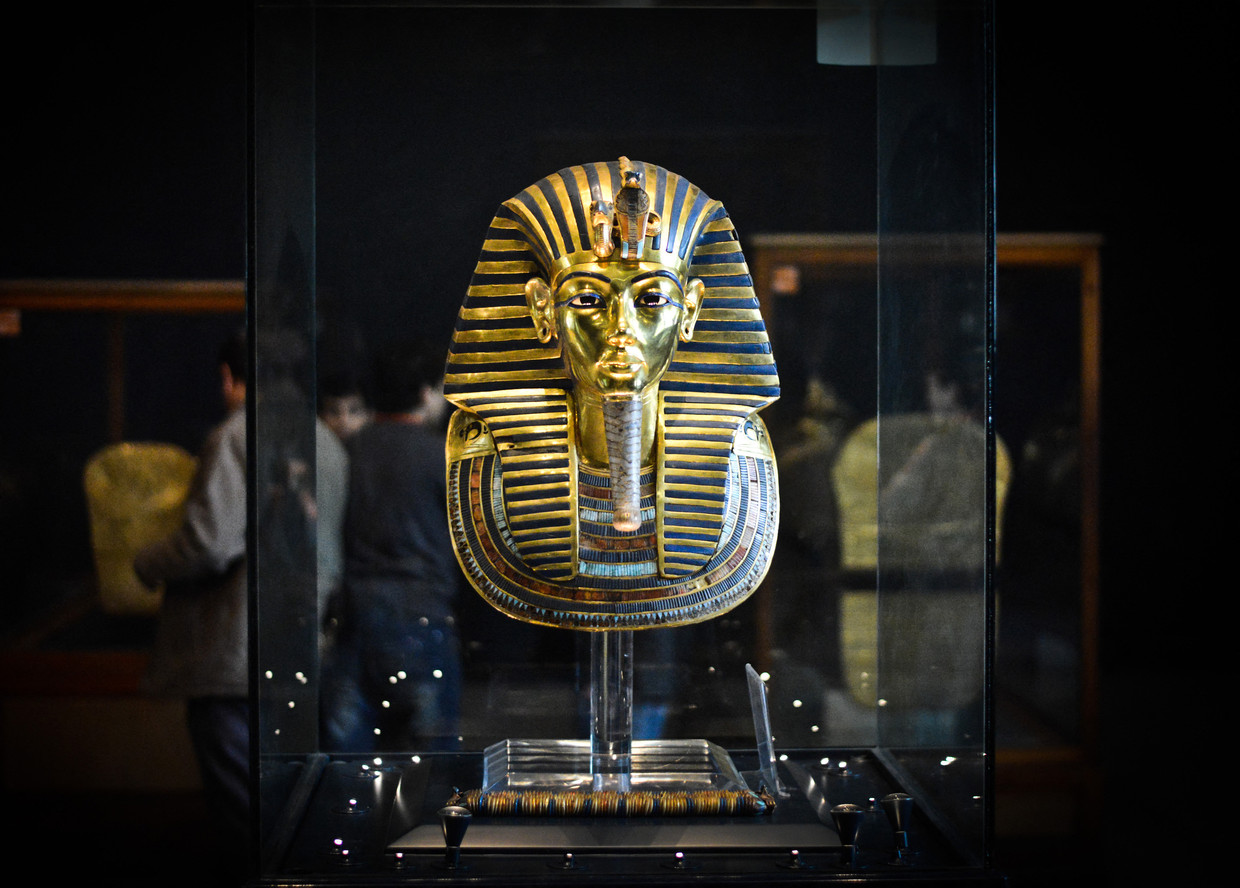 Het dodenmasker van de Egyptische farao Toetanchamon. Beeld Hollandse Hoogte / AFP