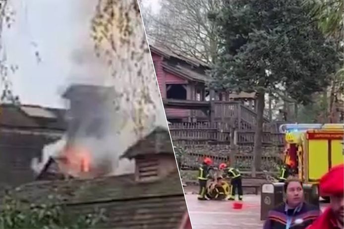 Brandweermannen blussen het vuur in een Disneyland Parijs-restaurant