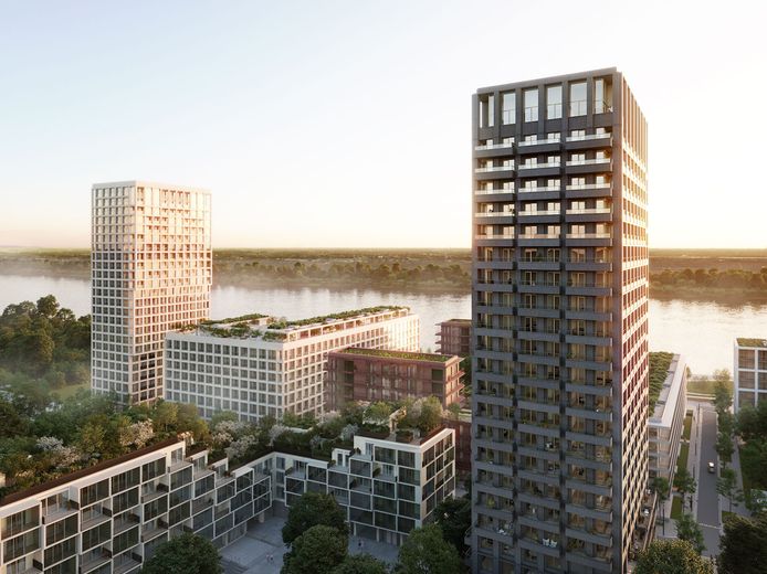 Zicht De Laatste Fase Van Duurzaam Nieuwbouwproject Op Antwerpse Nieuw Zuid Spectaculair Uitzicht Rust En Comfort Met Het Bruisende Stadsleven Vlakbij Triple Living Hln Be