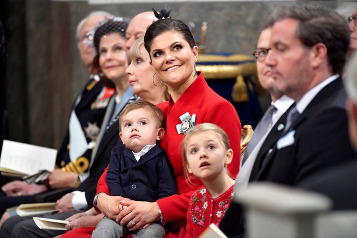 Kroonprinses Victoria met haar twee kinderen: Estelle en Oscar.