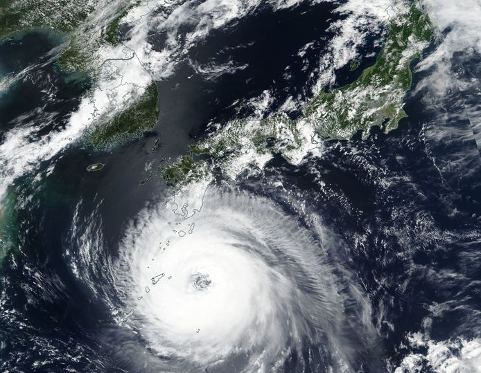 Een NASA-satellietfoto van tyfoon Soulik van gisteren.