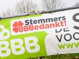 Op een spandoek bedankt de BoerBurgerBeweging de kiezers.