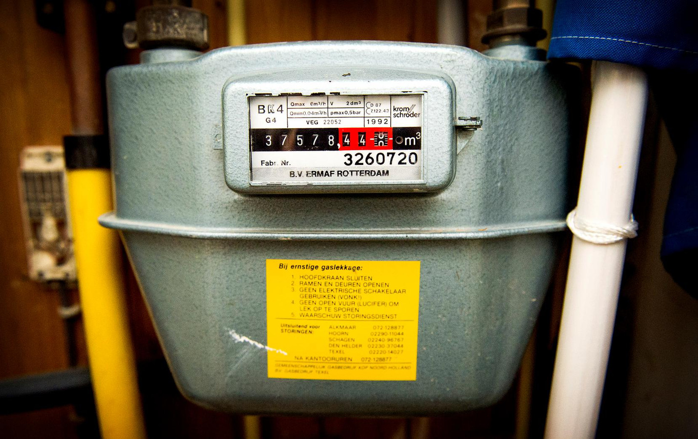 Gasmeter, ter illustratie.