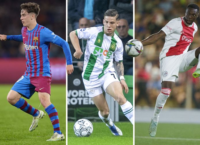 Gavi (links), Tomás Suslov en Mohamed Daramy (rechts).