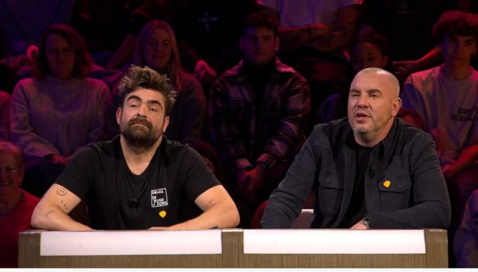 Pedro Elias en Jeroen van Koningsbrugge in 'De slimste mens ter wereld'.