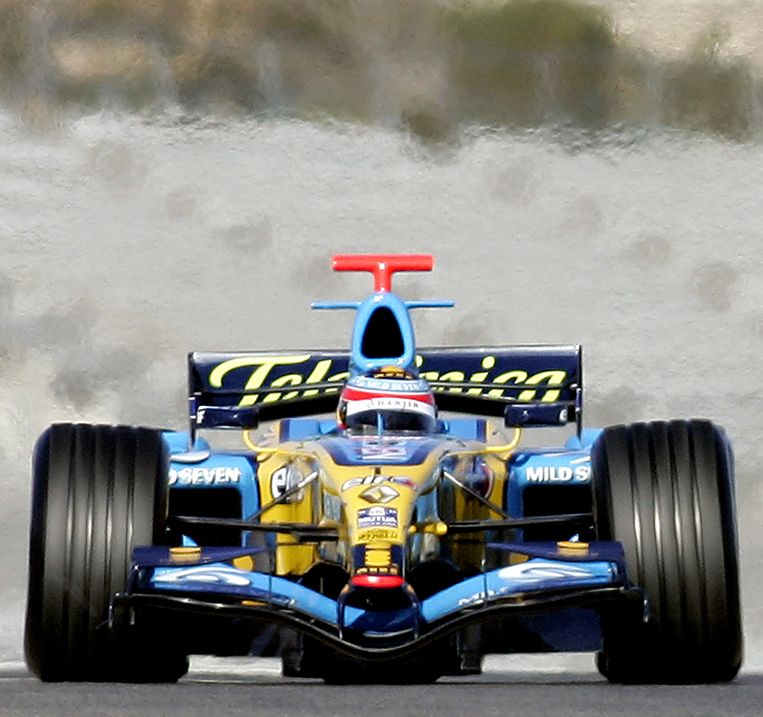 De Renault-bolide in 2006, toen de renstal kampioen werd. Beeld ap