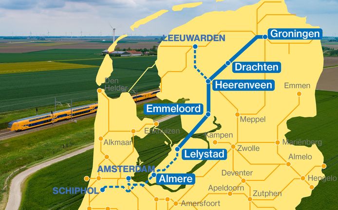 De Lelylijn moet de reistijd tussen de randstad en het noorden met ruim een half uur verkorten, dan de huidige route via Zwolle. Ook haalt het de Noordoostpolder uit het spoorisolement.