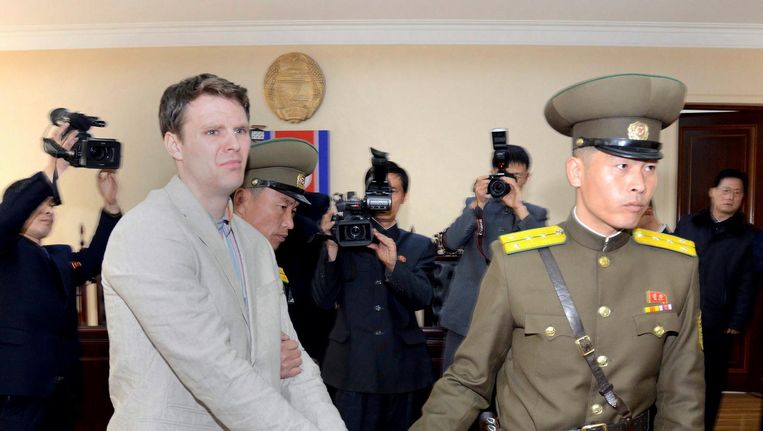 Otto Warmbier in maart vorig jaar. Beeld EPA