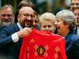 Premier Michel geeft Theresa May truitje van Hazard, Ierse premier supportert écht voor Rode Duivels