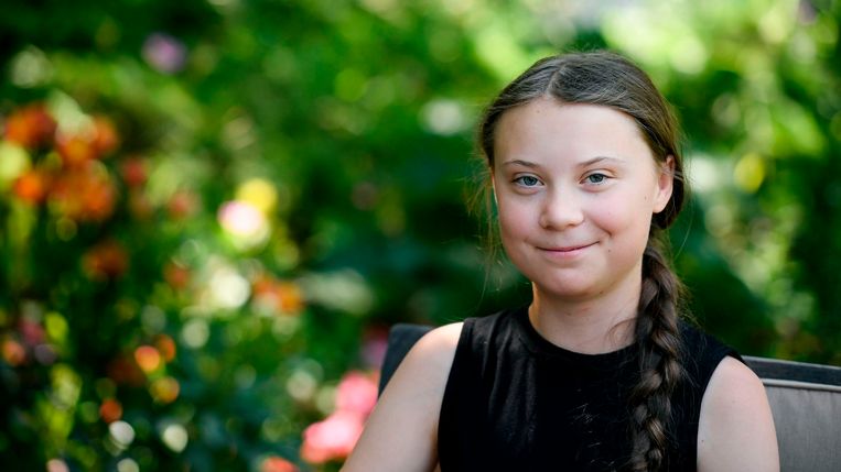 Greta Thunberg, de eerste klimaatstaker.  Beeld rv